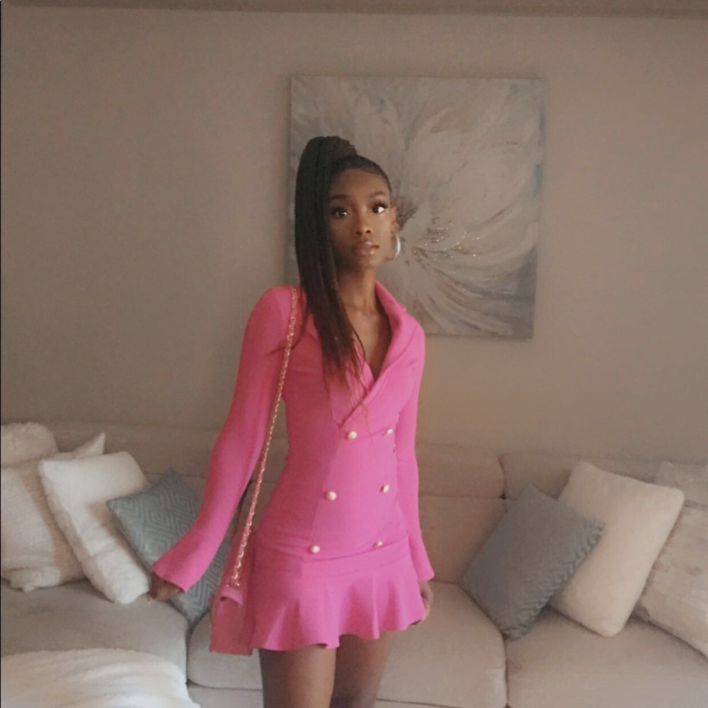 Pink flare sleeve mini Dress